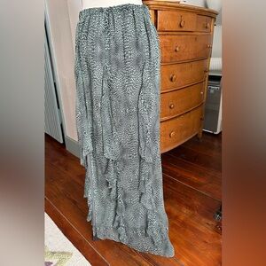 Ramy Brook Grayish Green Leopard Print Maxi Skirt